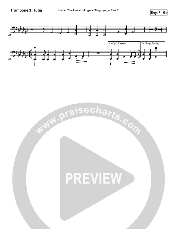 Hark The Herald Angels Sing Trombone 3/Tuba (Traditional Carol / PraiseCharts)