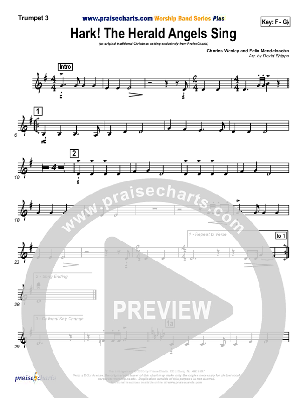 Hark The Herald Angels Sing Trumpet 3 (Traditional Carol / PraiseCharts)