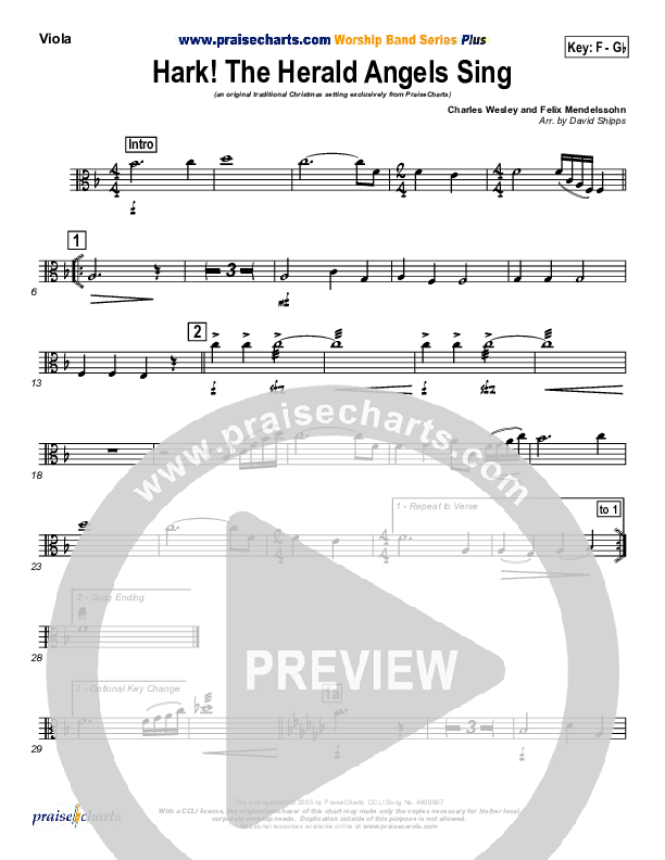 Hark The Herald Angels Sing Viola (Traditional Carol / PraiseCharts)
