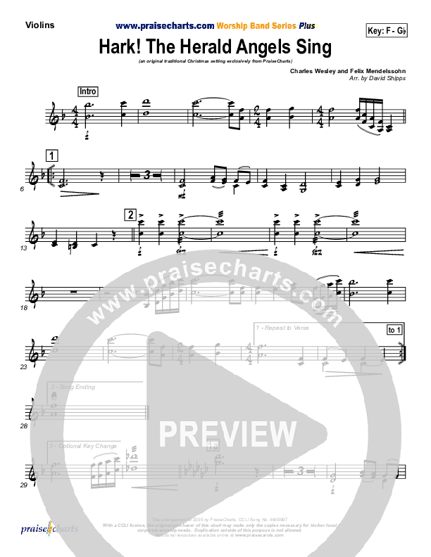 Hark The Herald Angels Sing Violins (Traditional Carol / PraiseCharts)