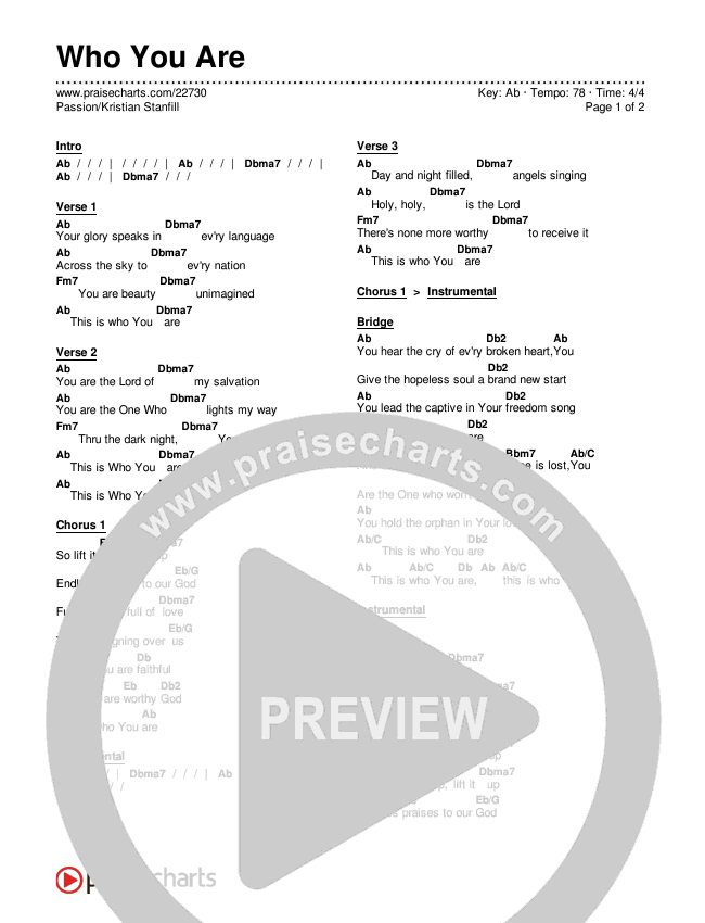 Who You Are Chords & Lyrics (Passion / Kristian Stanfill)