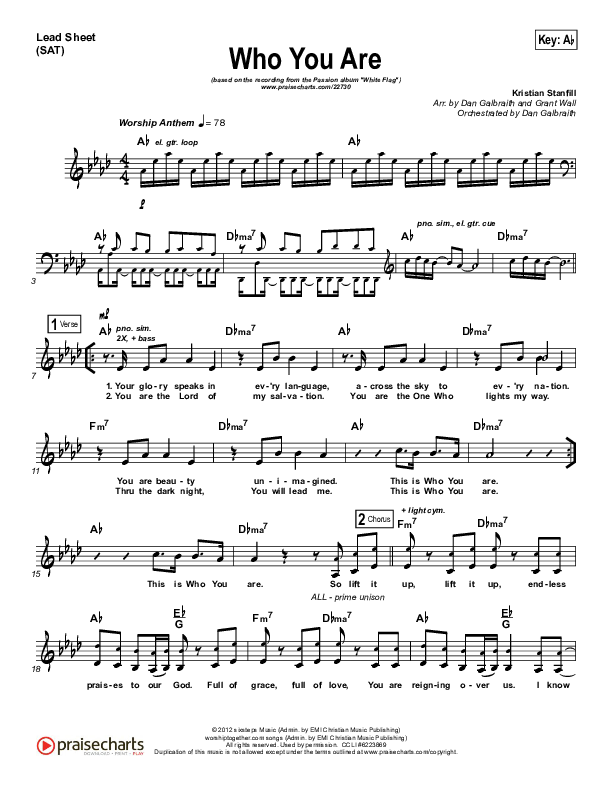 Who You Are Lead Sheet (SAT) (Passion / Kristian Stanfill)