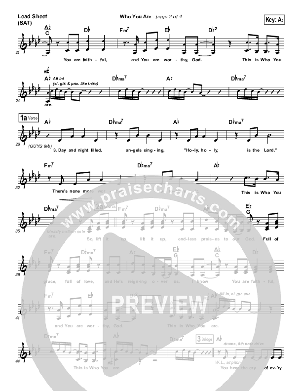 Who You Are Lead Sheet (SAT) (Passion / Kristian Stanfill)