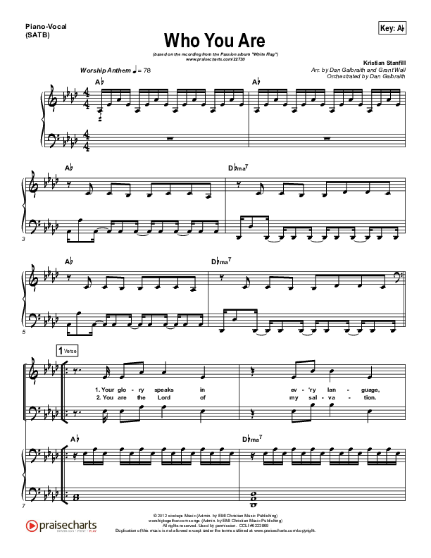 Who You Are Piano/Vocal (SATB) (Passion / Kristian Stanfill)