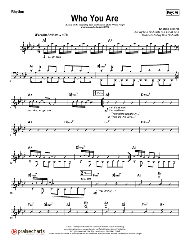 Who You Are Rhythm Chart (Passion / Kristian Stanfill)