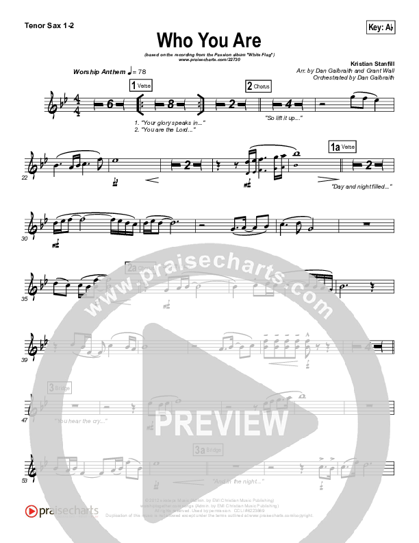 Who You Are Tenor Sax 1/2 (Passion / Kristian Stanfill)