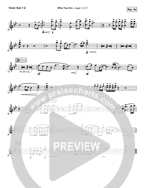 Who You Are Tenor Sax 1/2 (Passion / Kristian Stanfill)