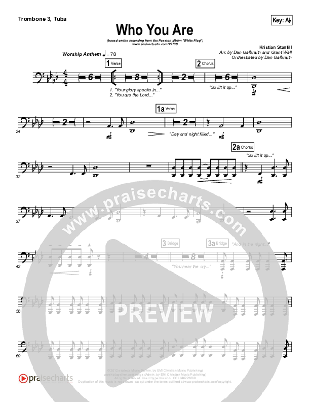 Who You Are Trombone 3/Tuba (Passion / Kristian Stanfill)