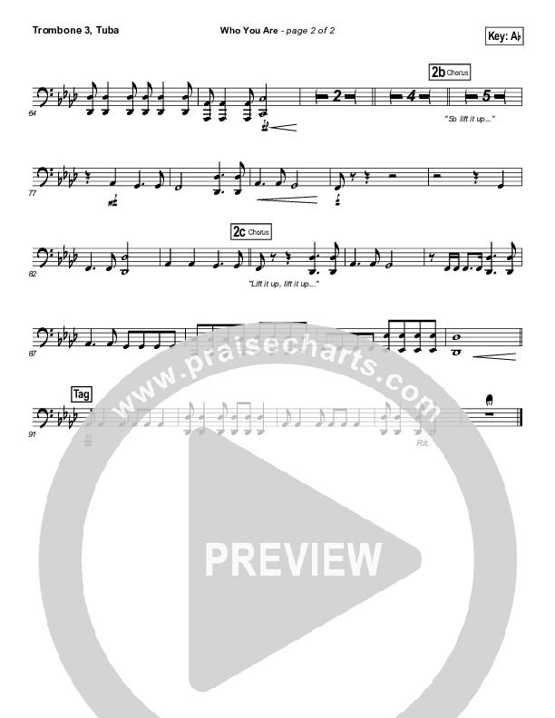 Who You Are Trombone 3/Tuba (Passion / Kristian Stanfill)