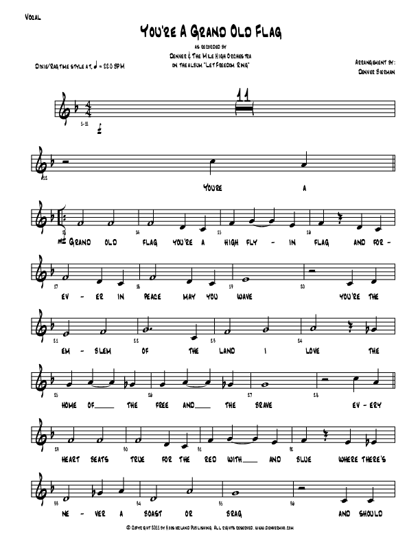 You're A Grand Old Flag Lead Sheet (Denver Bierman)