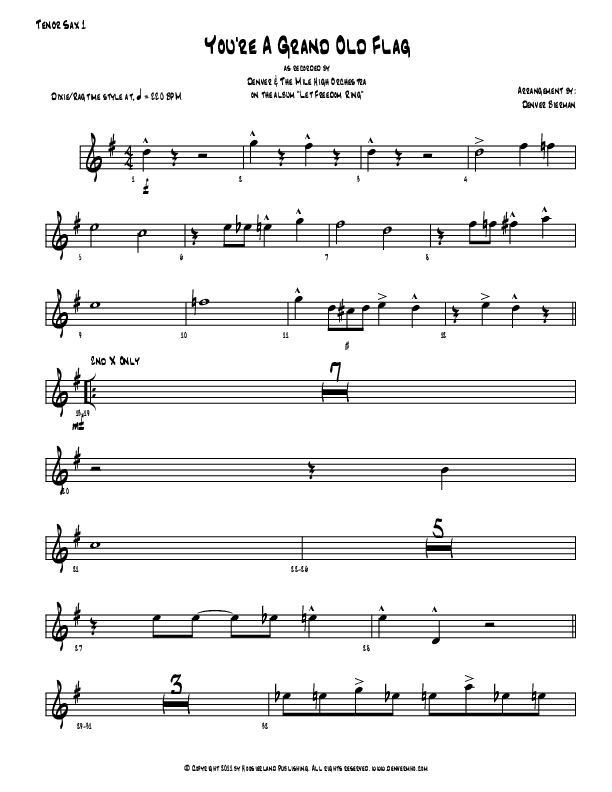 You're A Grand Old Flag Tenor Sax 1/2 (Denver Bierman)
