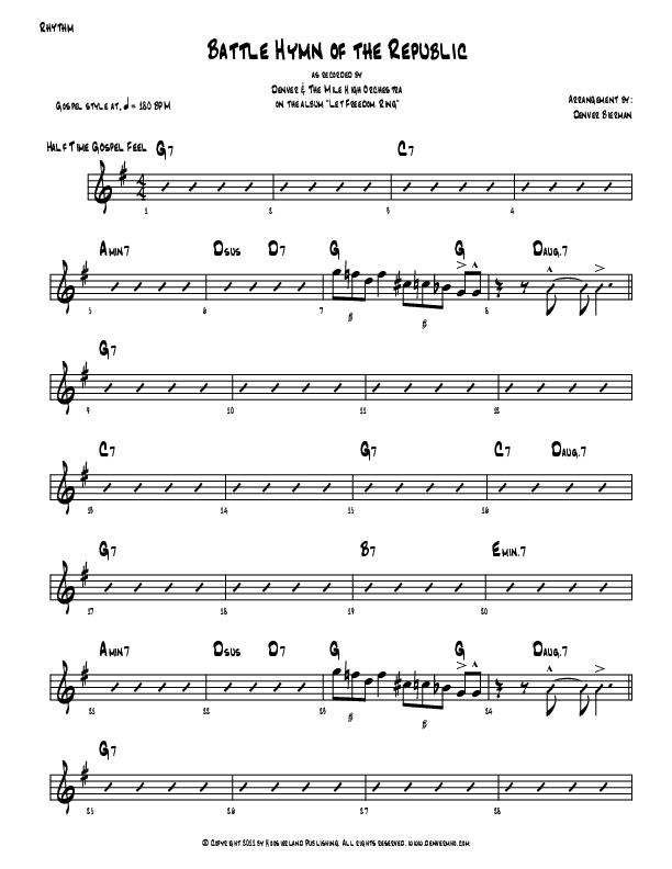 Battle Hymn Of The Republic Rhythm Chart (Denver Bierman)