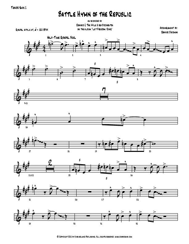 Battle Hymn Of The Republic Tenor Sax 1/2 (Denver Bierman)