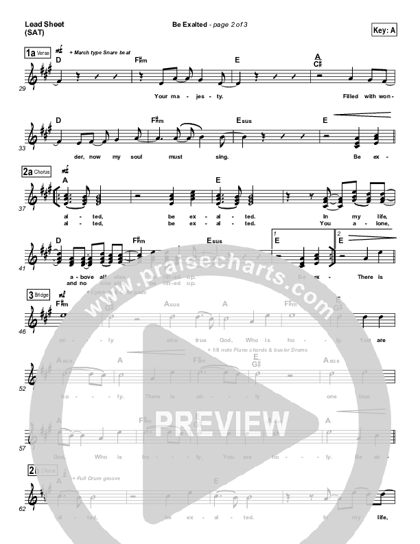 Be Exalted Lead Sheet (Ben Cantelon)