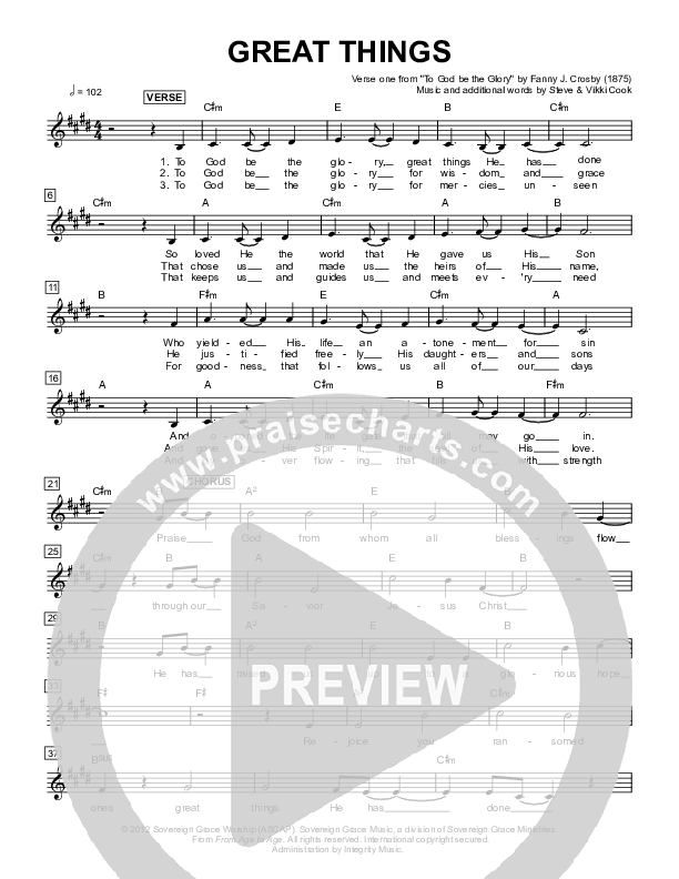 Great Things Lead Sheet (Sovereign Grace)