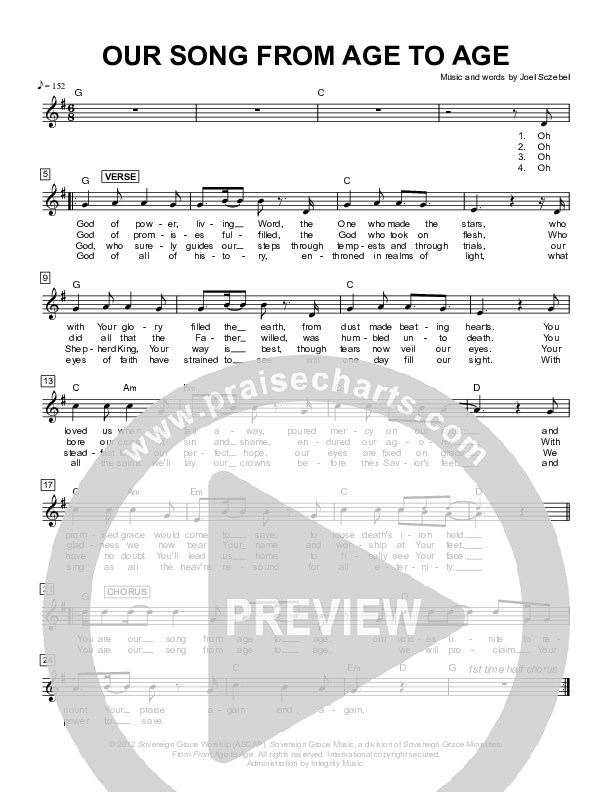 Our Song From Age To Age Lead Sheet (Sovereign Grace)