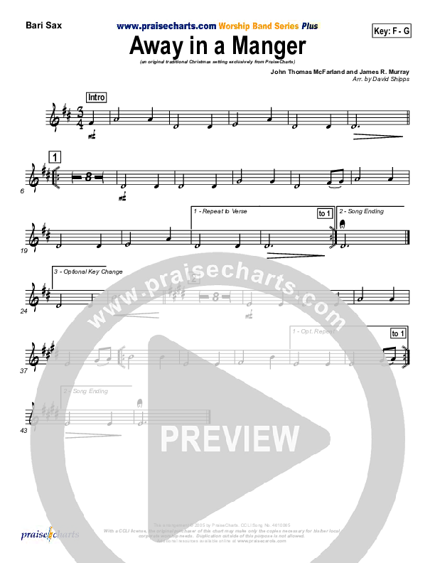 Away In A Manger Bari Sax (Traditional Carol / PraiseCharts)