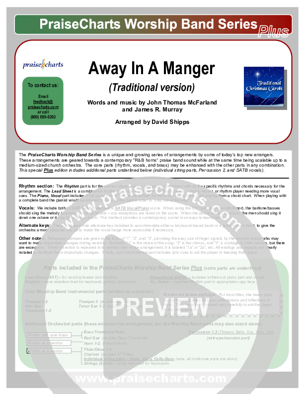 Away In A Manger Orchestration (Traditional Carol / PraiseCharts)