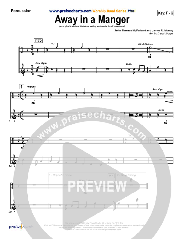 Away In A Manger Percussion (Traditional Carol / PraiseCharts)