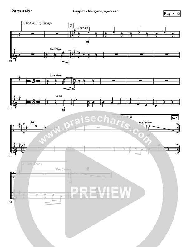 Away In A Manger Percussion (Traditional Carol / PraiseCharts)