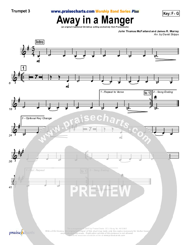 Away In A Manger Trumpet 3 (Traditional Carol / PraiseCharts)