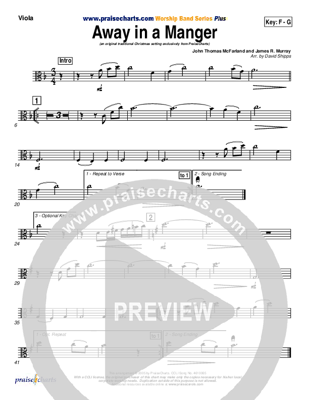 Away In A Manger Viola (Traditional Carol / PraiseCharts)