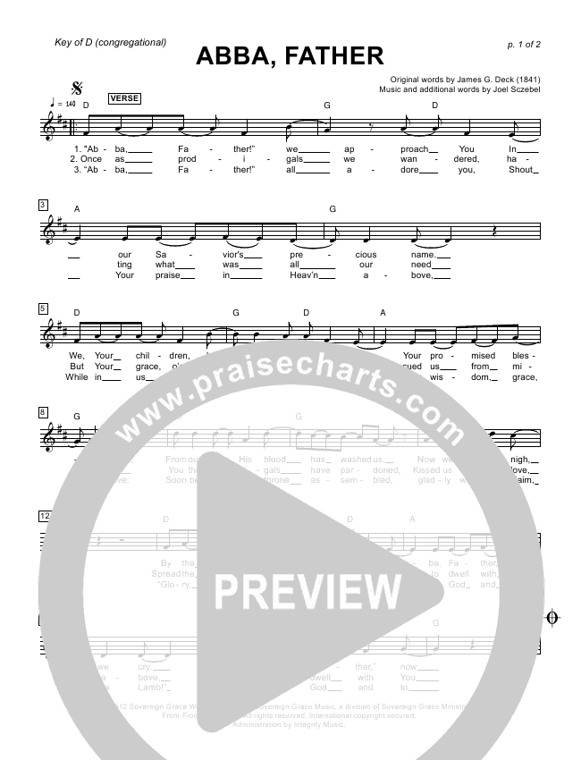 Abba Father Sheet Music Pdf Sovereign Grace Praisecharts