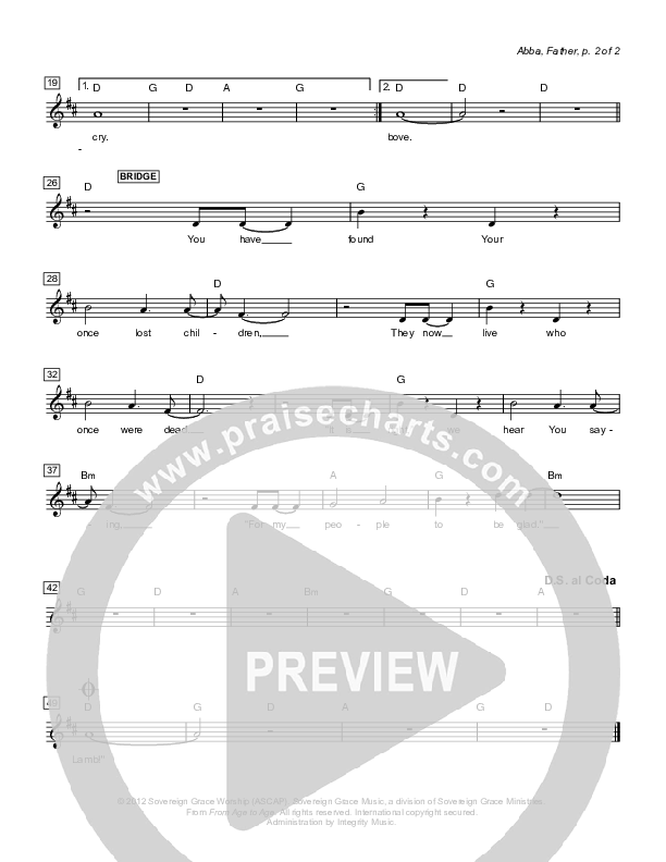 Abba Father Lead Sheet (Sovereign Grace)