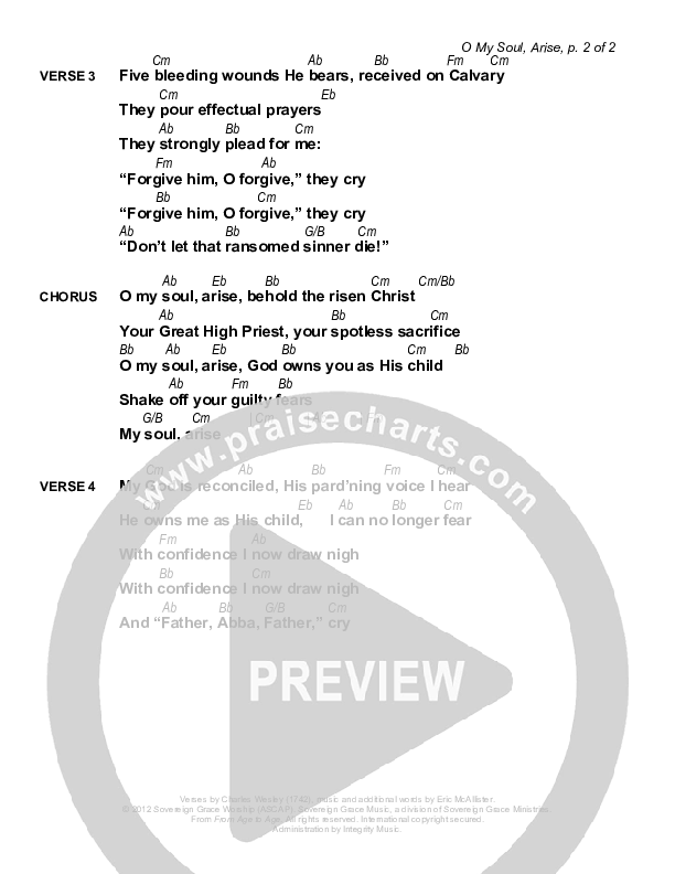 Oh My Soul Arise Chords & Lyrics (Sovereign Grace)