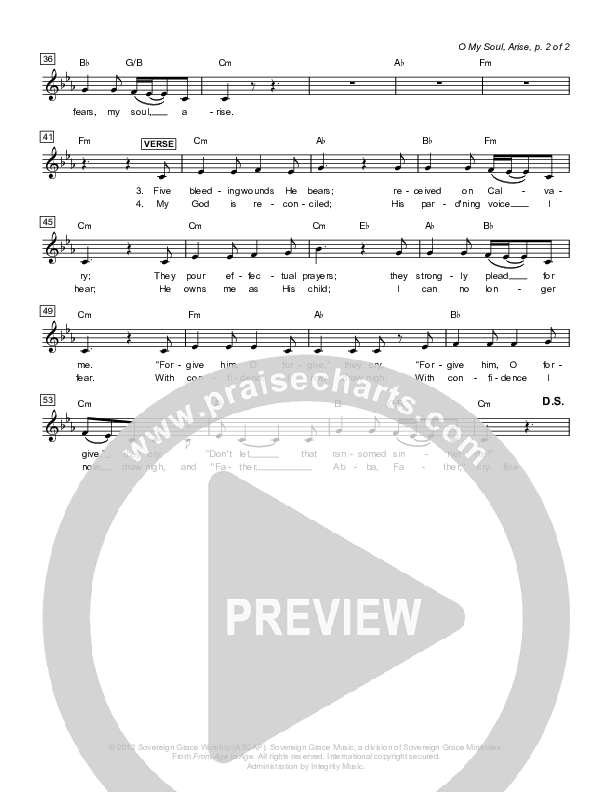 Oh My Soul Arise Lead Sheet (Sovereign Grace)