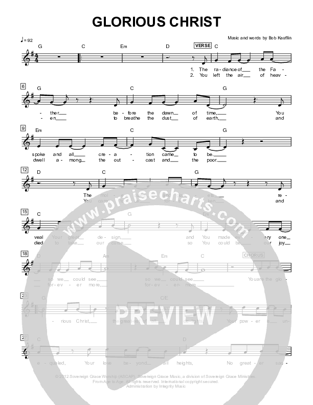 Glorious Christ Lead Sheet (Sovereign Grace)