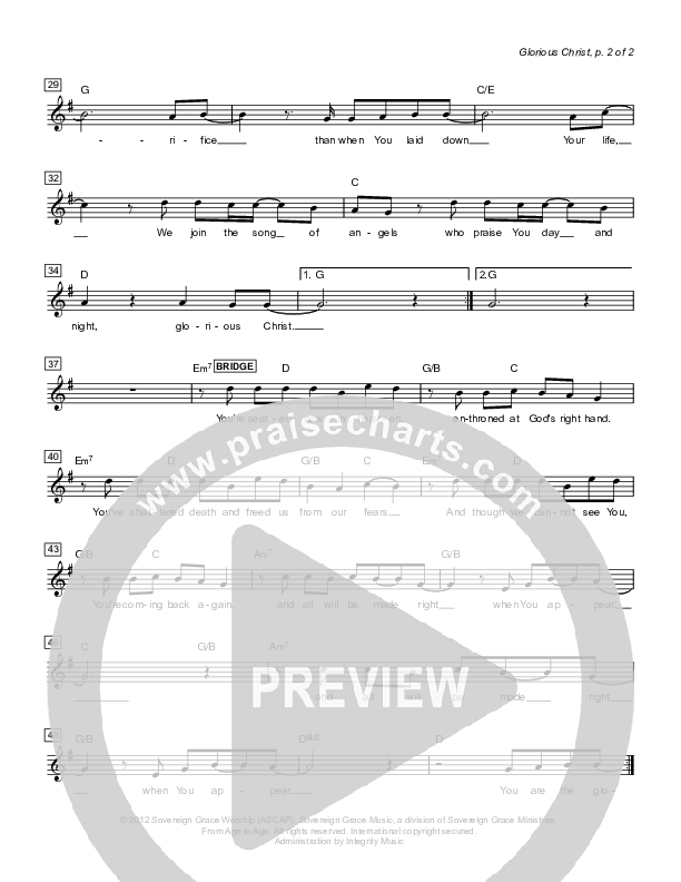 Glorious Christ Lead Sheet (Sovereign Grace)