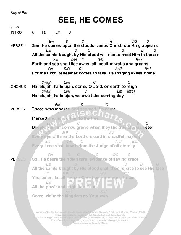 See He Comes Chords & Lyrics (Sovereign Grace)