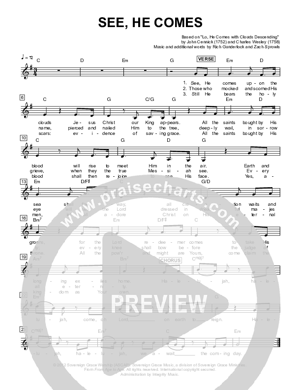 See He Comes Lead Sheet (Sovereign Grace)
