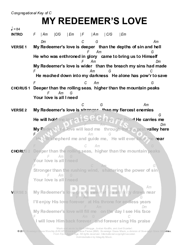 My Redeemer's Love Chords & Lyrics (Sovereign Grace)