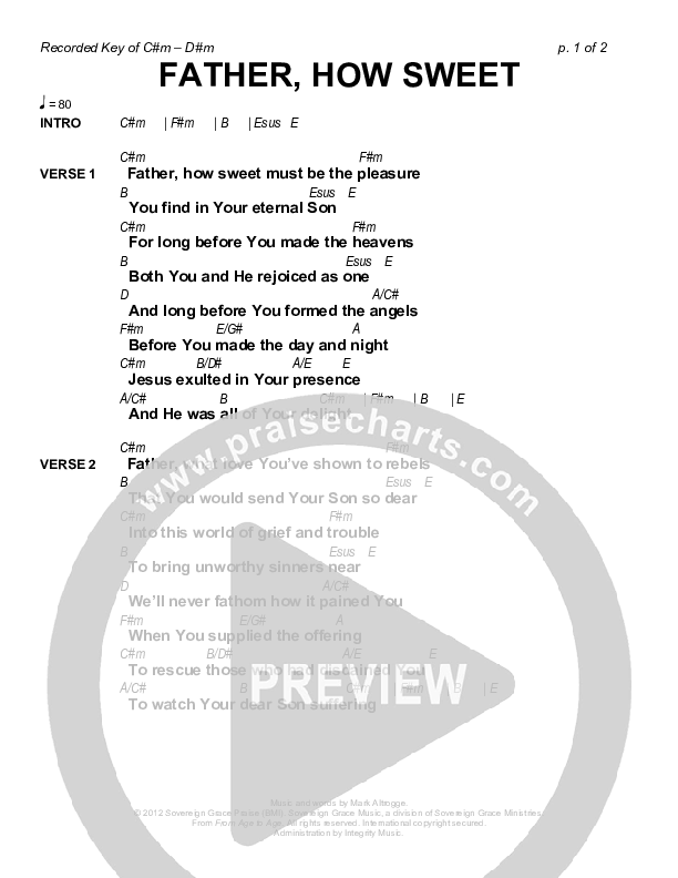 Father How Sweet Chords & Lyrics (Sovereign Grace)