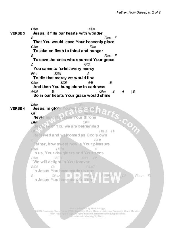 Father How Sweet Chords & Lyrics (Sovereign Grace)