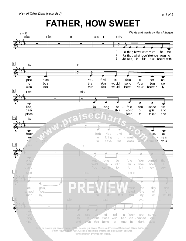 Father How Sweet Lead Sheet (Sovereign Grace)