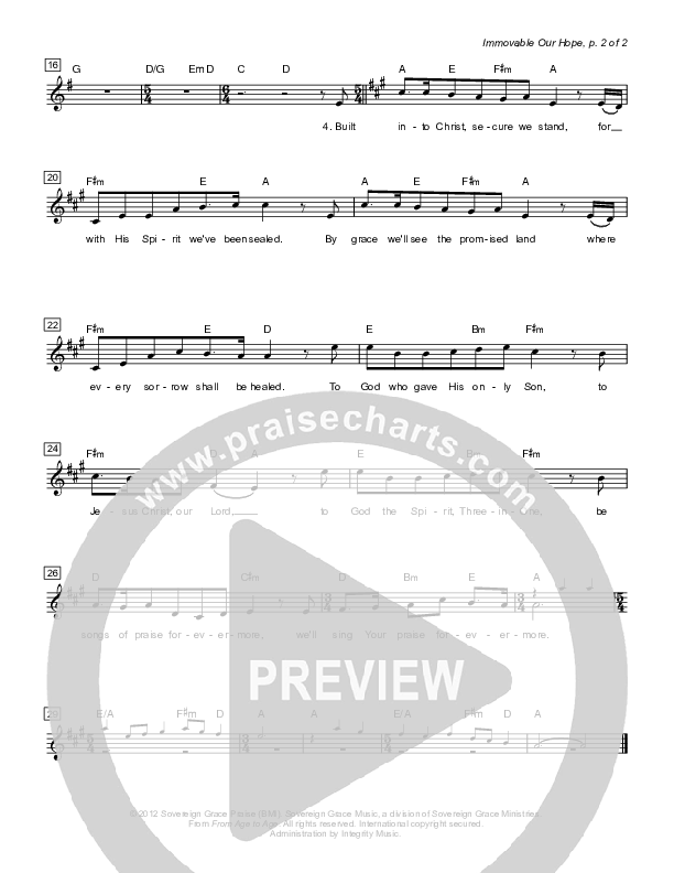 Immovable Our Hope Remains Lead Sheet (Sovereign Grace)