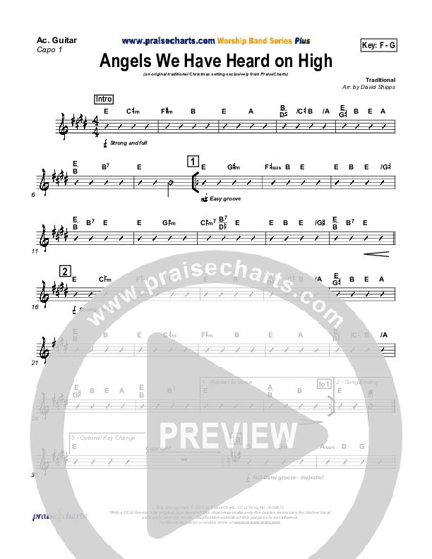 Angels We Have Heard On High Rhythm Chart (Traditional Carol / PraiseCharts)