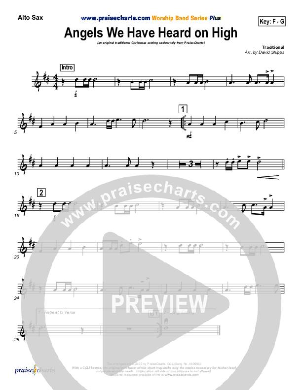 Angels We Have Heard On High Alto Sax (Traditional Carol / PraiseCharts)