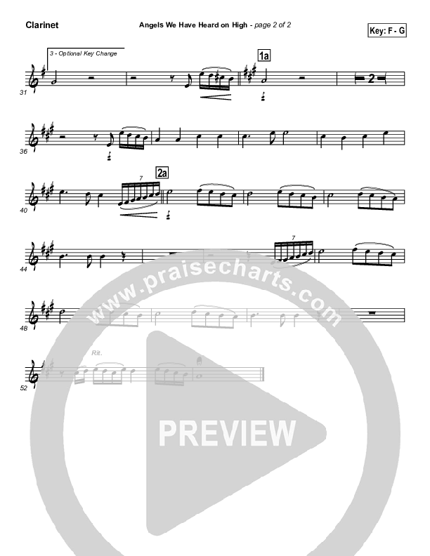 Angels We Have Heard On High Clarinet (Traditional Carol / PraiseCharts)