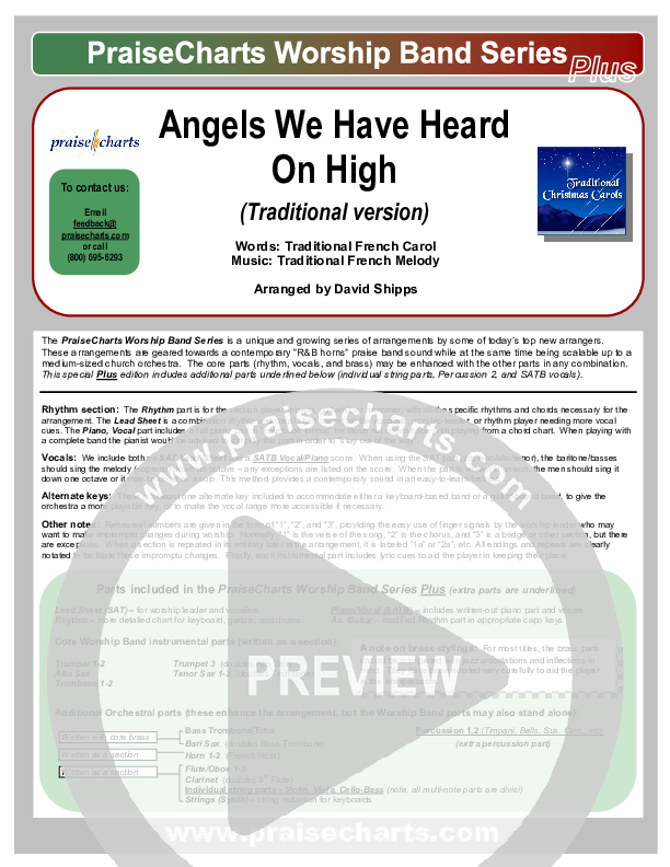 Angels We Have Heard On High Orchestration (Traditional Carol / PraiseCharts)