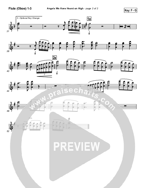 Angels We Have Heard On High Flute/Oboe 1/2/3 (Traditional Carol / PraiseCharts)