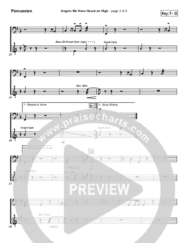 Angels We Have Heard On High Percussion (Traditional Carol / PraiseCharts)