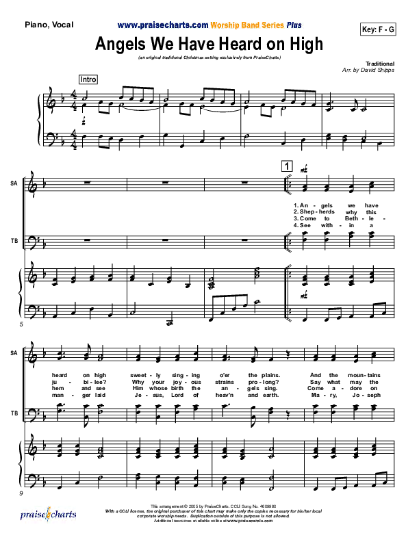 Angels We Have Heard On High Piano/Vocal (Traditional Carol / PraiseCharts)