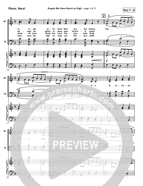 Angels We Have Heard On High Piano/Vocal & Lead (Traditional Carol / PraiseCharts)