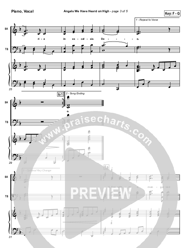 Angels We Have Heard On High Piano/Vocal & Lead (Traditional Carol / PraiseCharts)