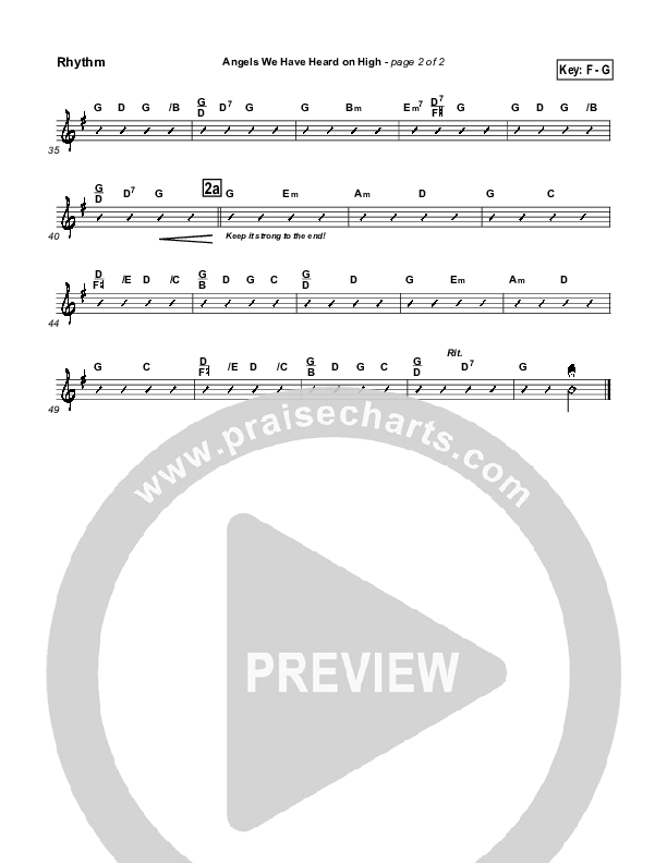 Angels We Have Heard On High Rhythm Chart (Traditional Carol / PraiseCharts)