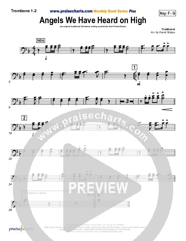Angels We Have Heard On High Trombone 1/2 (Traditional Carol / PraiseCharts)